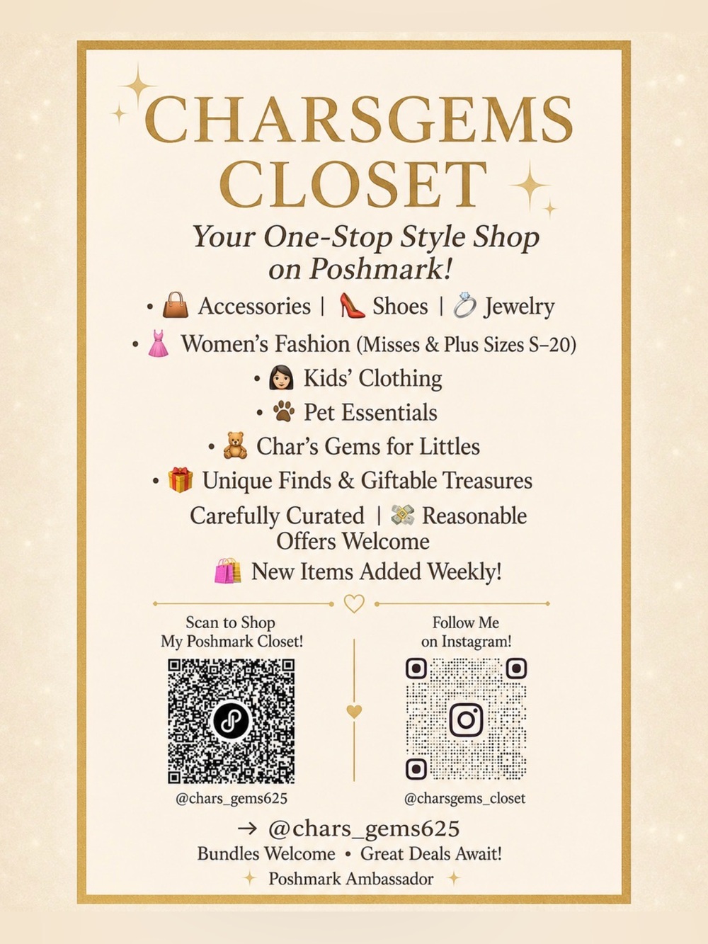 Char's Gems Closet Flyer